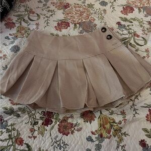 Botany Beige Cream Houndstooth Pleated Skirt – Size M
